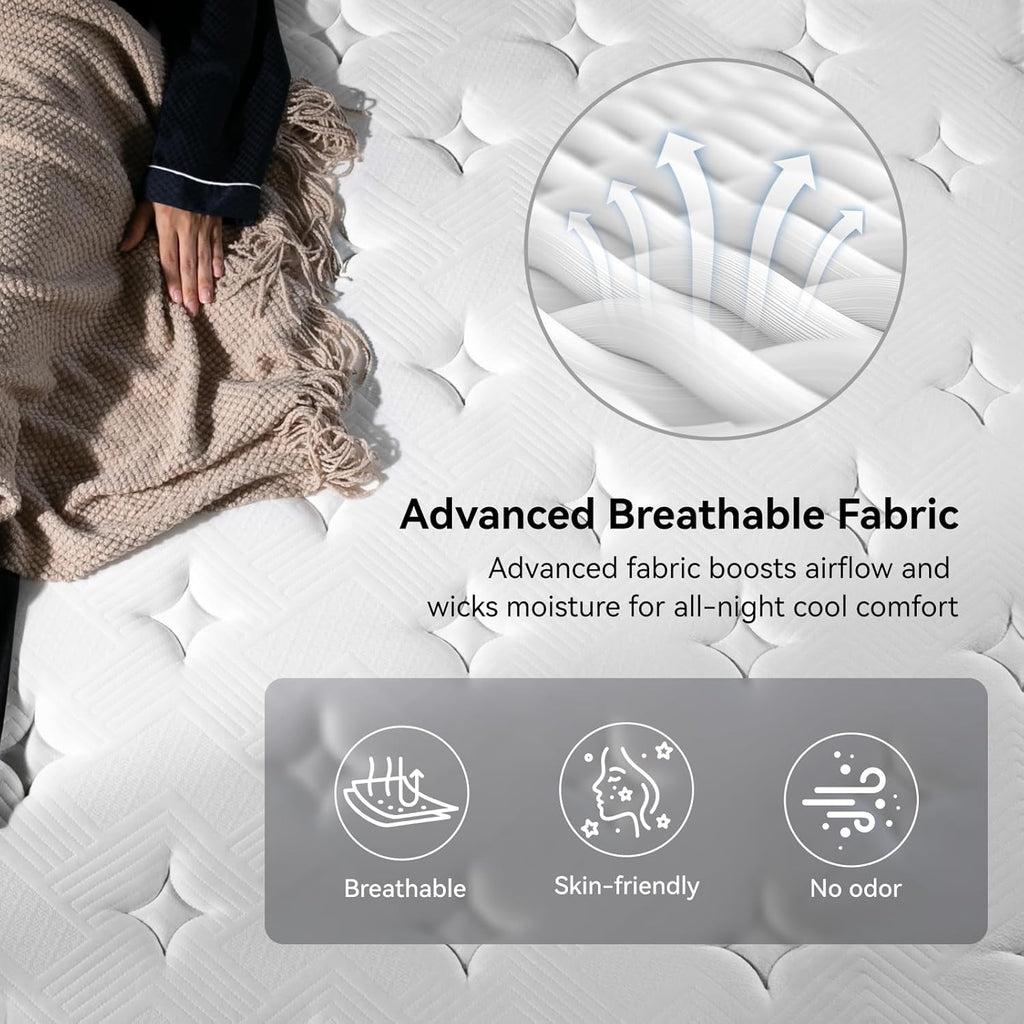 King Size Mattress , 12 Inch Luxury Hybrid King Mattress in a Box, Cooling Gel Memory Foam&Pocket Springs,Medium
