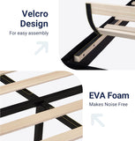 Queen Platform Bed Frame with Velvet Upholstered Headboard and Wooden Slats Support