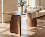70 Inch Large Dining Table for 6-8 People, Solid Wood Kitchen Table with Curved Wooden Legs, Mid Century Modern