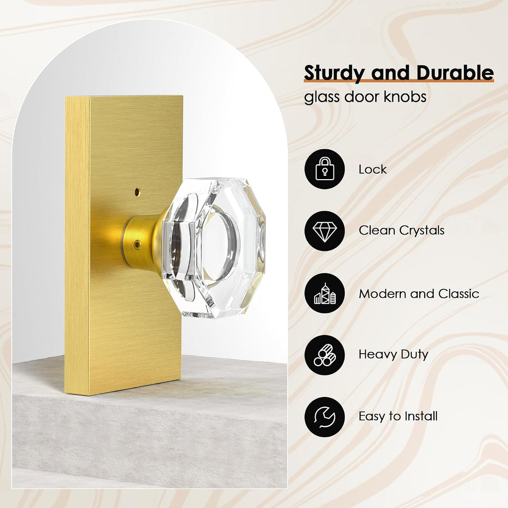 Glass Door Knobs Interior Privacy Crystal Door Knob Satin Gold Door Knob