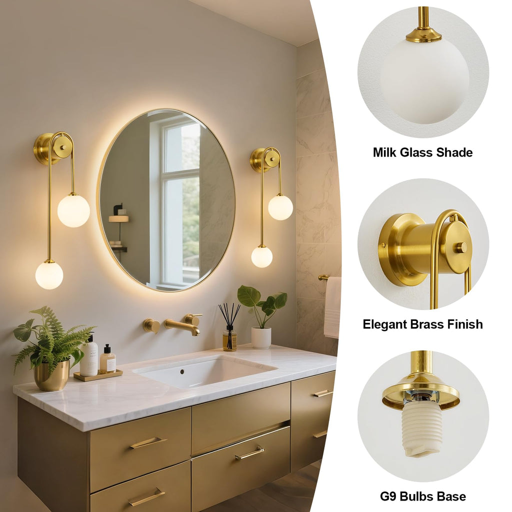 Globe Wall Sconce, Double Hanging Ball Sconce, Modern Indoor Sconces