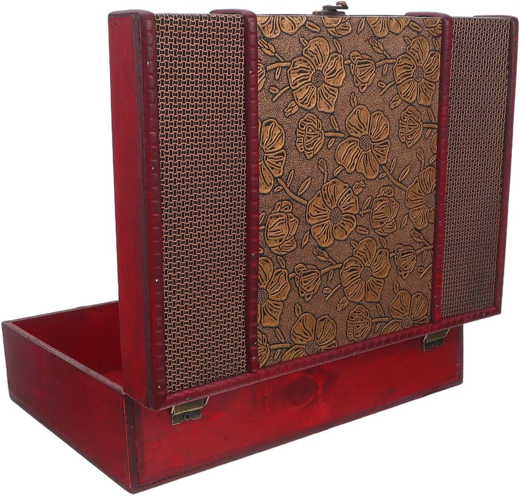 Memory Box Wooden Desktop Storage Boxes Wood Treasure Box for Books Jewelry Document Box without Lock (Lotus) Storage