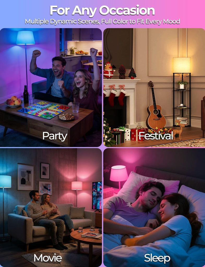 Color Changing LED Light Bulb, 120 Colors, 2700K Warm White, 70 Watt Equivalent, DIY Strobe, RGB with Remote Control