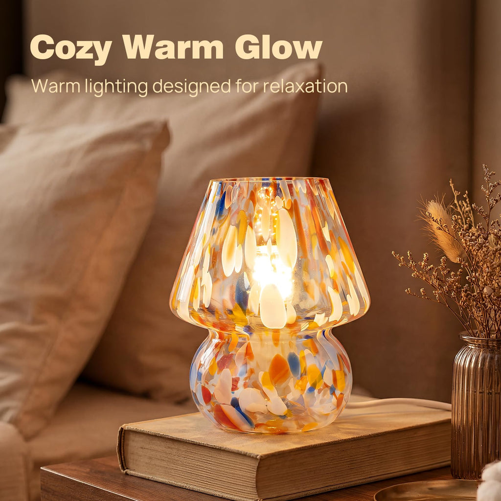 Small Mushroom Table Lamp for Bedside & Nightstand, Murano, Mixed