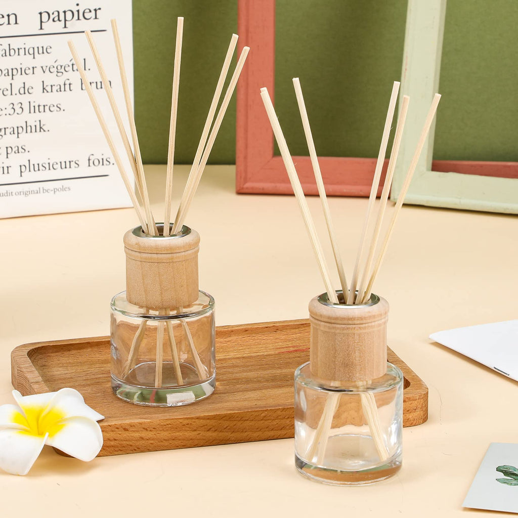 30 Set Reed Diffuser Bottle Empty Refillable Fragrance Glass Diffuser Bottles Set with Wooden Caps Sticks 50ml 1.7 oz