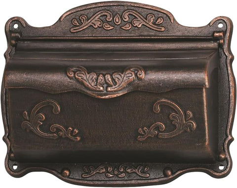 Antique Bronze Finishing Cast Aluminum Wall Mounted Mailbox, Weather-Resistant