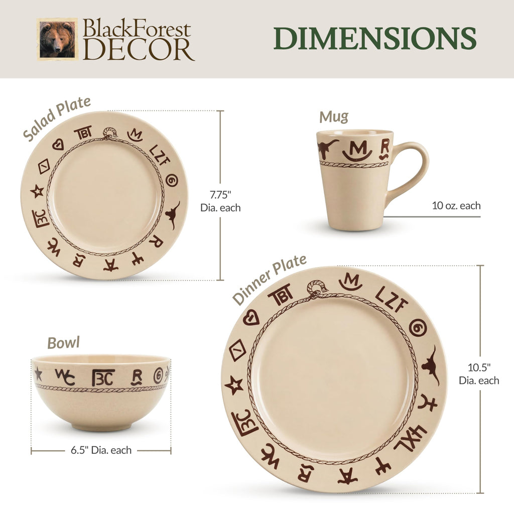 Cattle Branded Dinnerware Set 10.5"Dia.