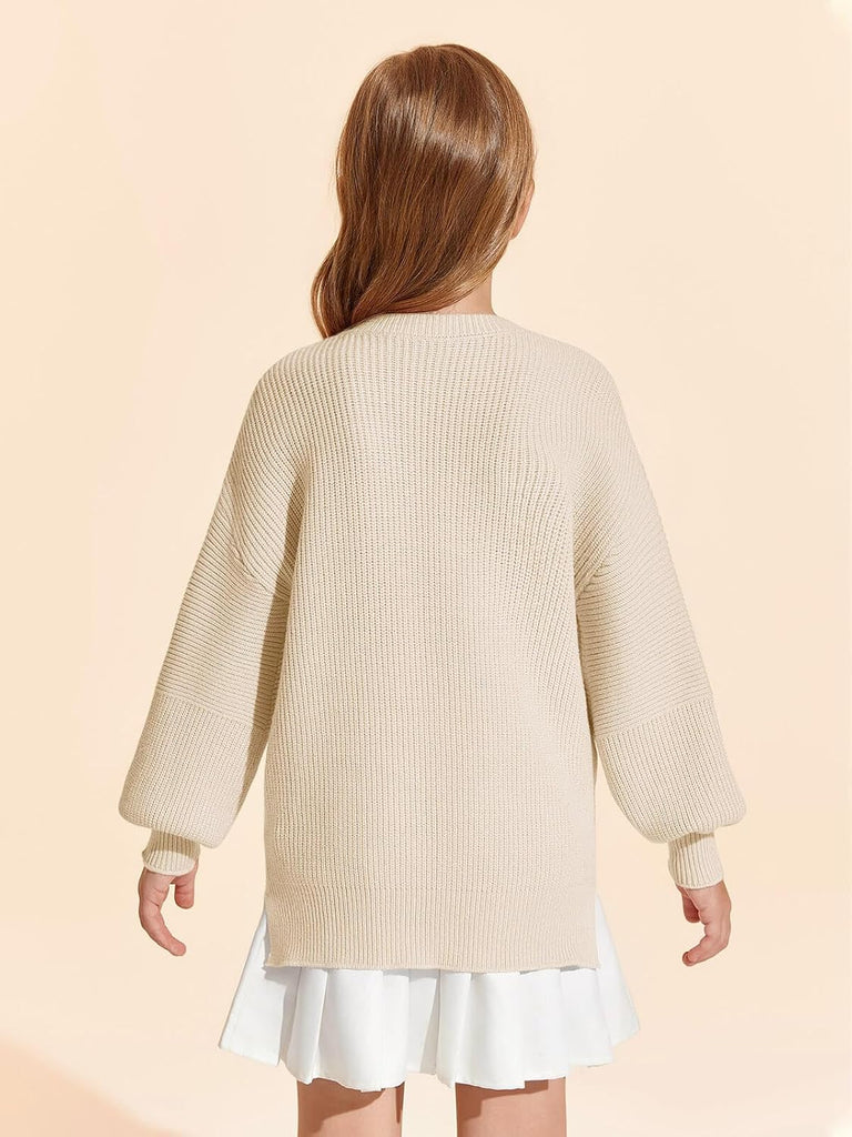Girls Sweaters Long Sleeve Crewneck Pullover Jumper Cute Winter Knit Blouse Tops