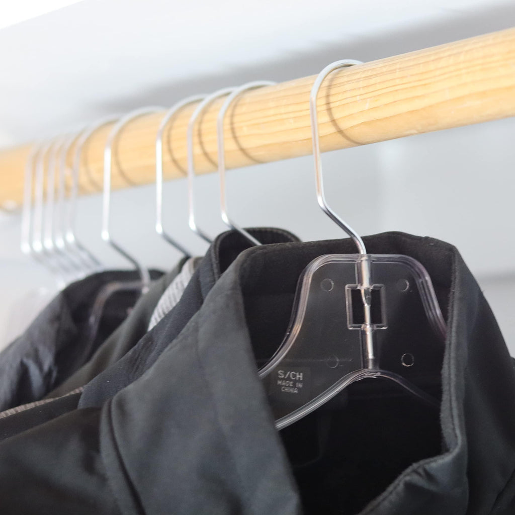 TM Clear Plastic Hangers 12 Pack Durable Plastic Shirt Hangers