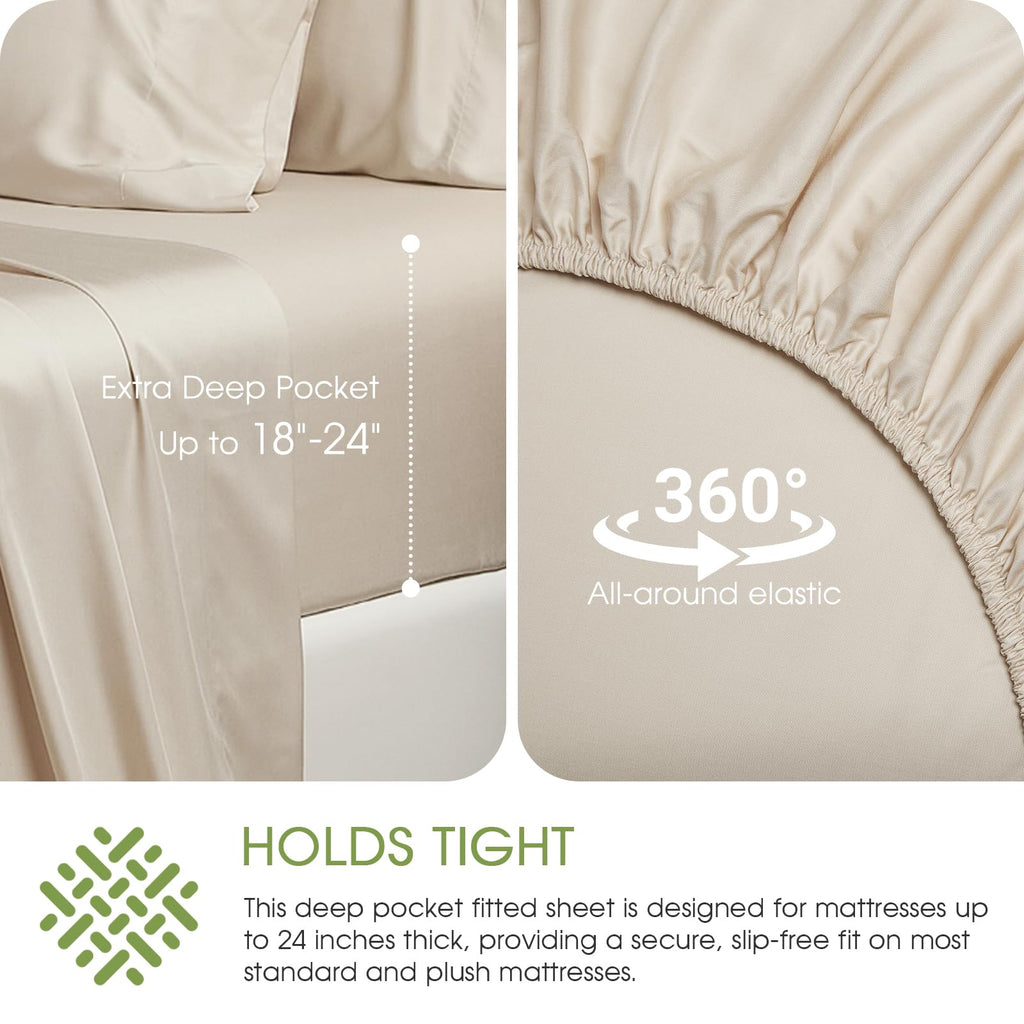 Rayon Derived from Bamboo Sheets King Extra Deep Pocket 18-24 inch