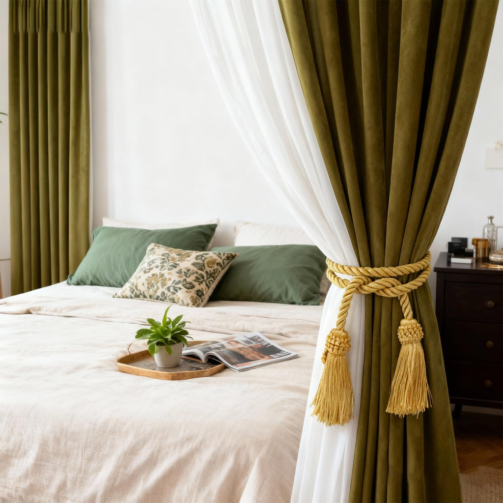 Curtain Tiebacks Handmade Decorative Curtain Holdbacks Rope with Tassel Curtain Pendant Rope Adjustable Ties Door