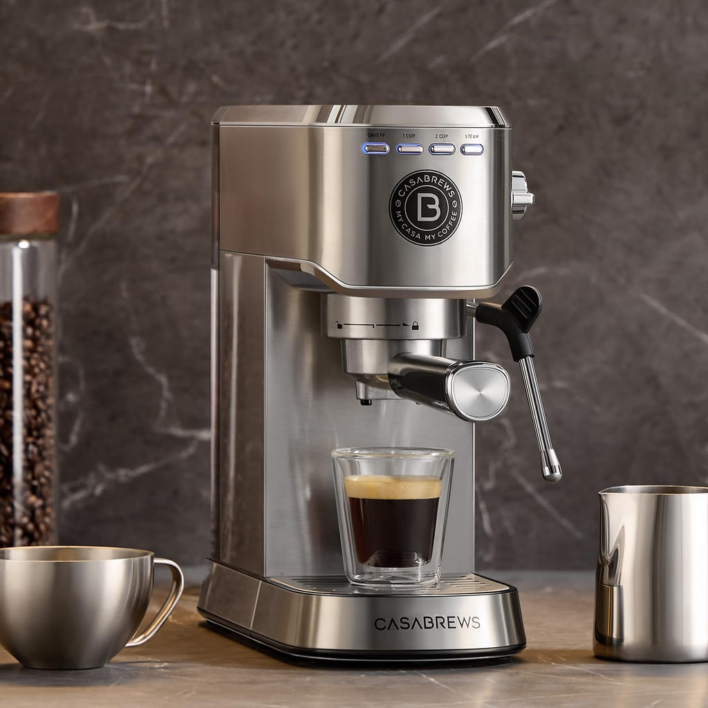Stainless Steel Espresso Machine with Steam Wand