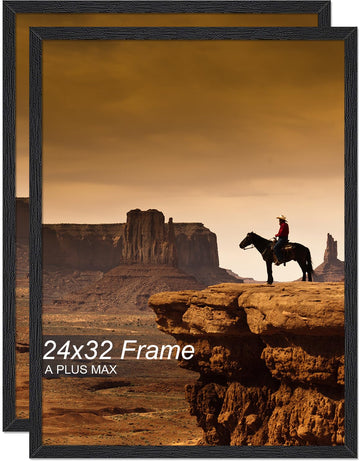 24x32 Picture Frame Set of 2 Black Light Weight Wall Mount