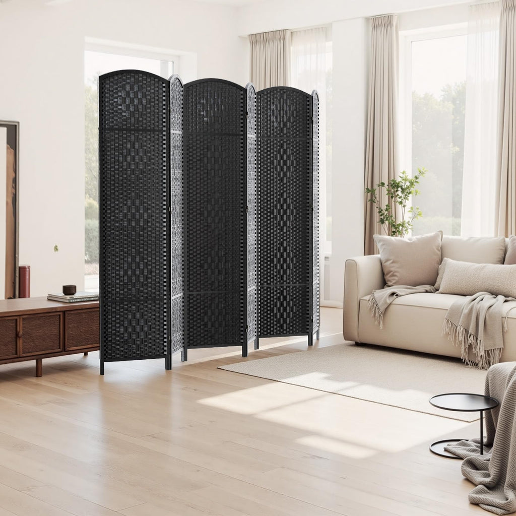 Room Divider Panel, 6 Panel Partition Room Dividers Screen, Black