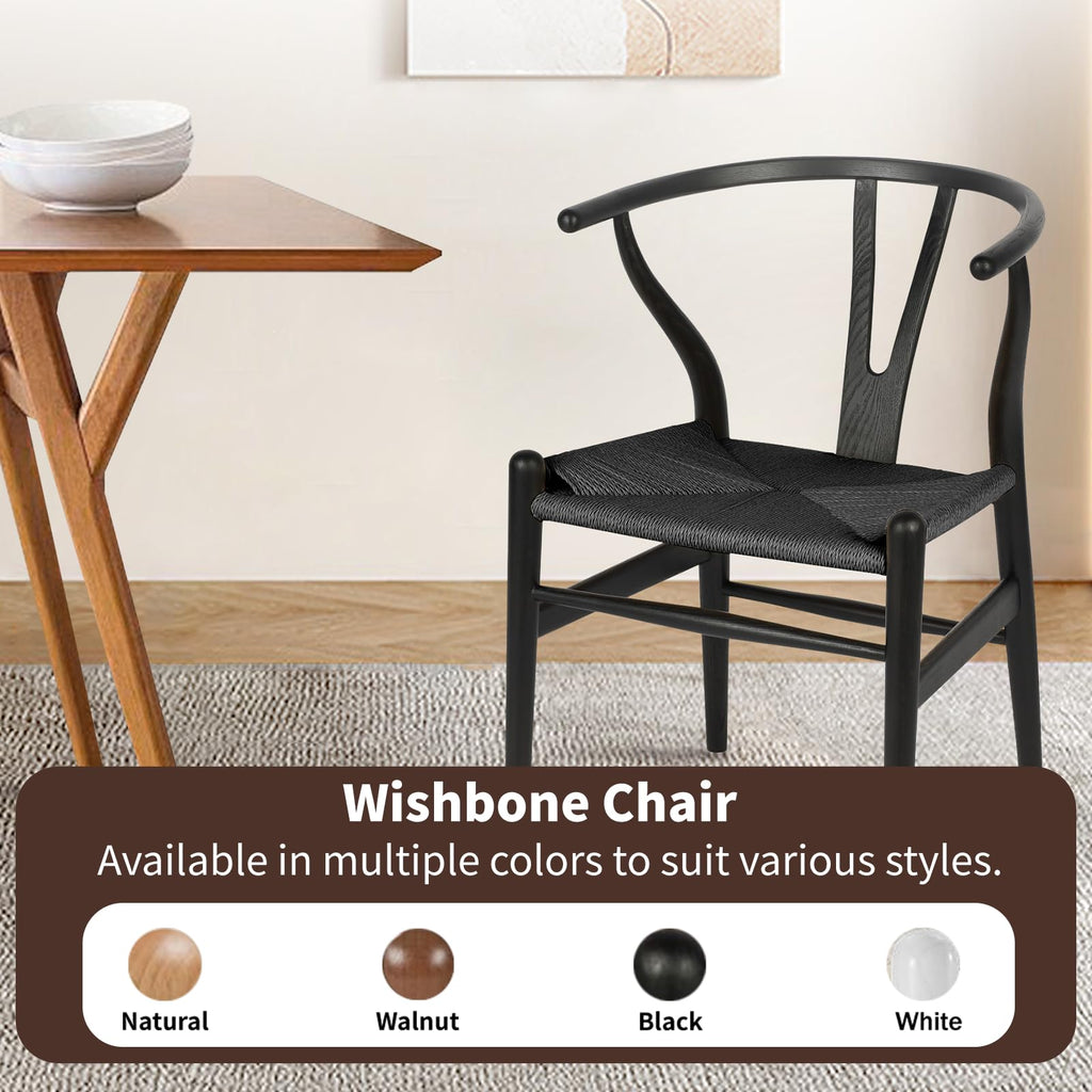 Black Wishbone Dining Chair, Rattan Dining Chair