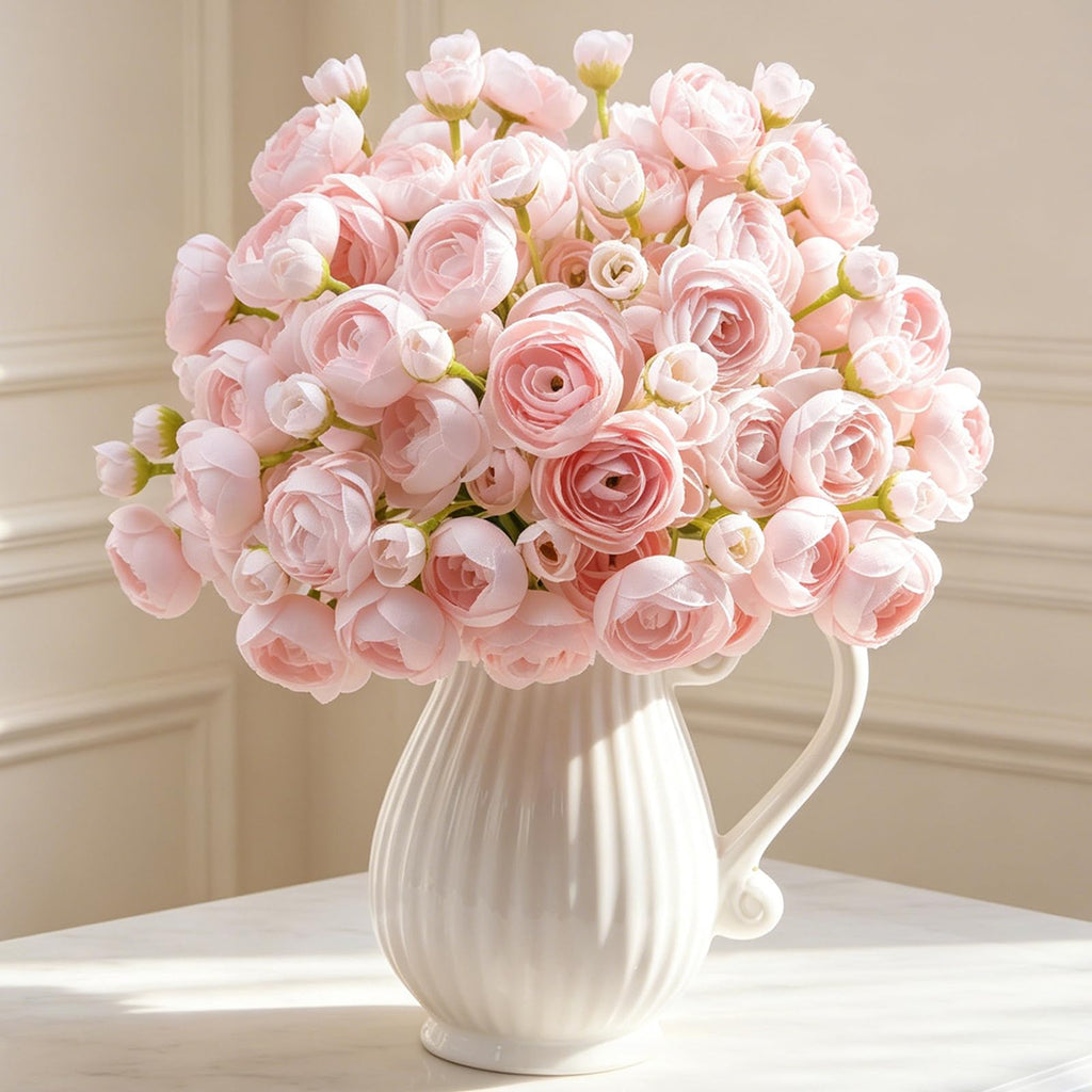White Ranaculas Roses 32Pcs Light Pink Ranunculus Artificial Flowers | Casa Home Living