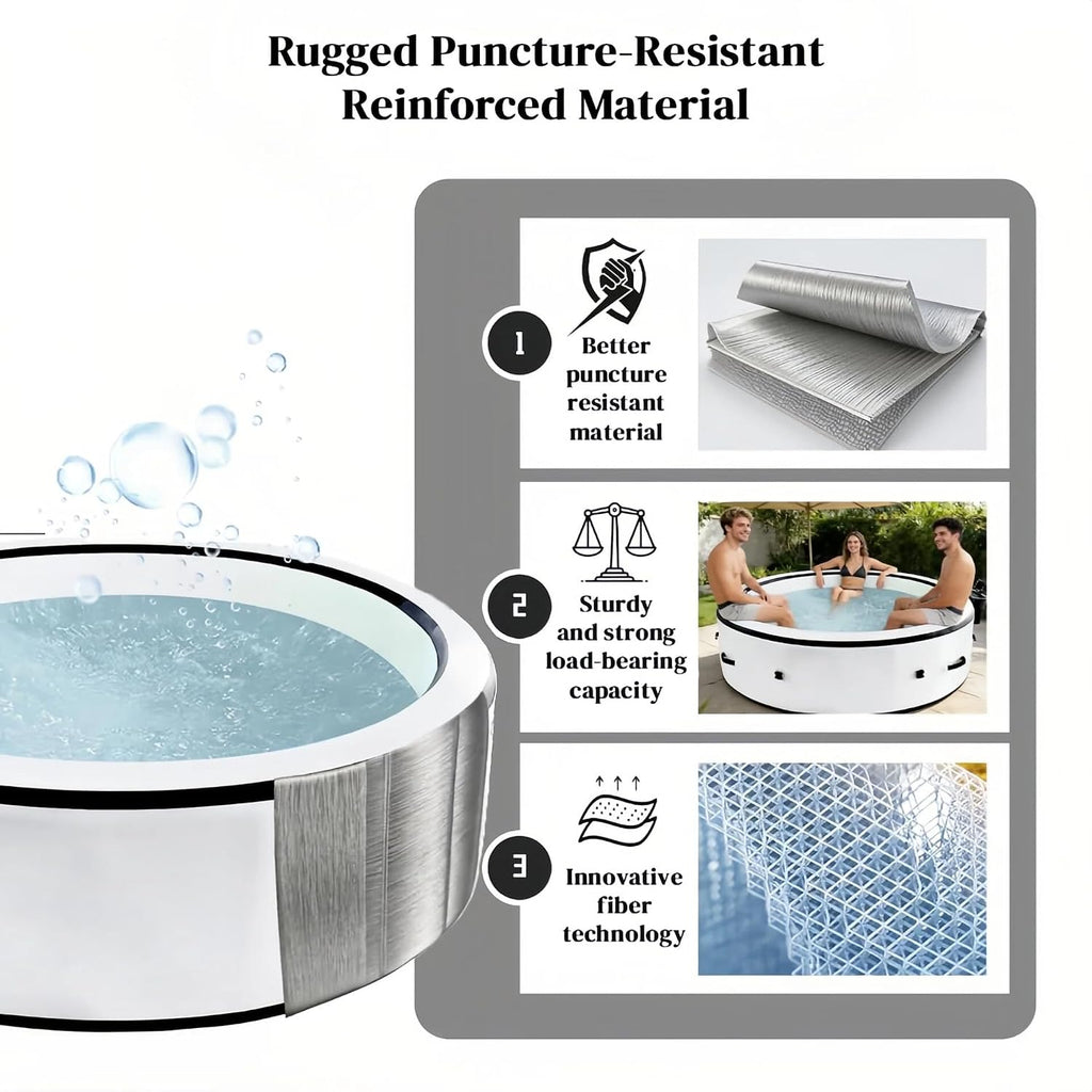 Inflatable Hot Tub 4-7 Person, Outdoor Spa with 170 Jets, Durable PVC Inflatable Spa with One-Click Inflation, Heats
