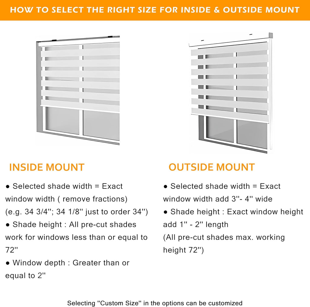 Custom Zebra Blinds for Windows Light Filtering Dual-Layer Window Shades for Privacy Free-Stop Sheer Shades Roller