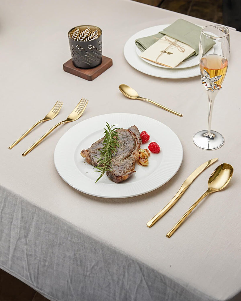 20-Piece Gold Silverware Set for 4,Modern 18/10 Stainless Steel Flatware Set,Luxury Cutlery Set,Unique Utensils Set