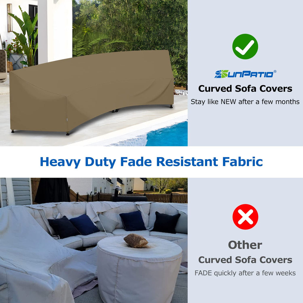 Outdoor Curved Sectional Sofa Cover, Heavy Duty Waterproof Patio Couch Cover, All Weather Protection Furniture