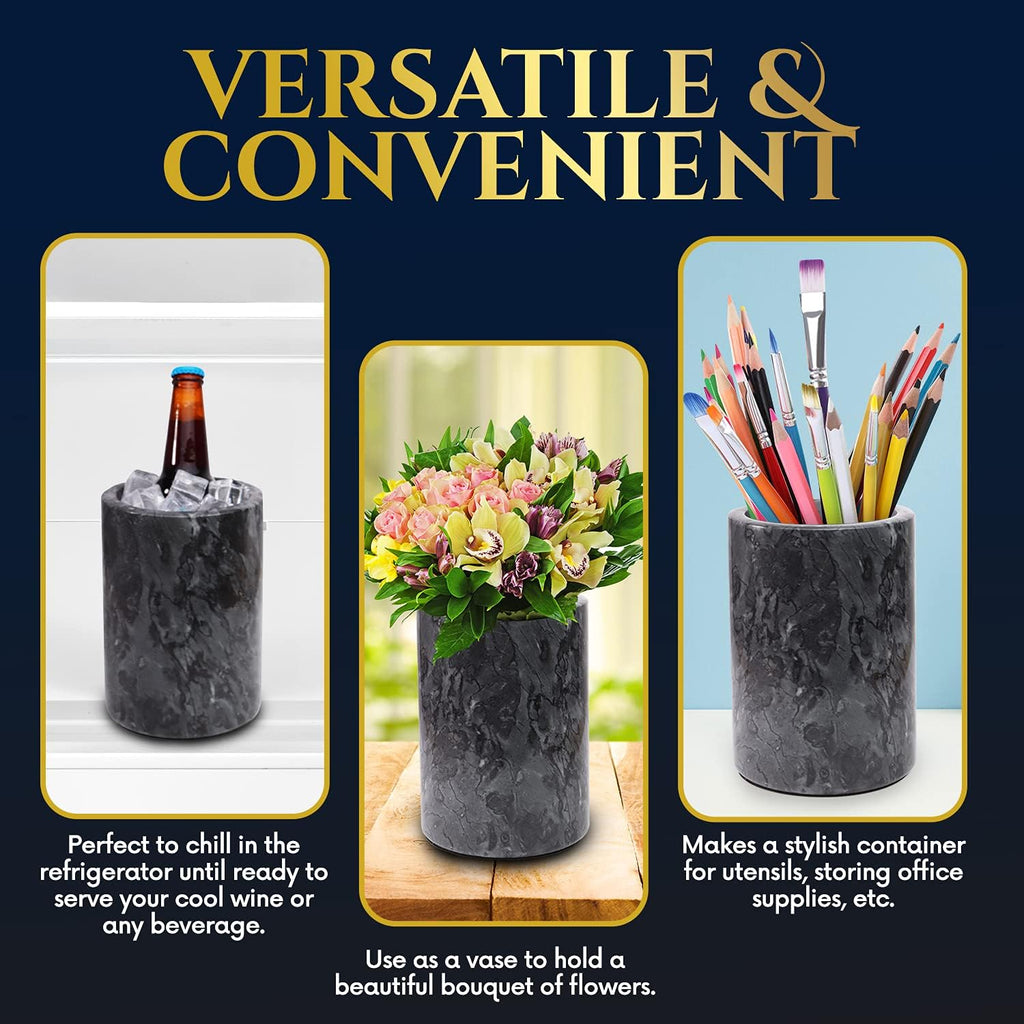 Marble Wine Chiller Bucket - Wine & Champagne Cooler for Parties, Dinner - Keep Wine & Beverages Cold, Wine Chillers