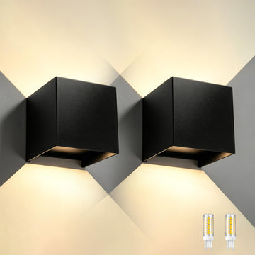 Outdoor Wall Lights 2Pack, Up and Down Lighting Fixtures, Black 4.33In