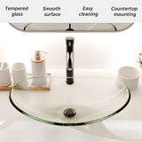 YIMAI Tempered Glass Vessel Sink Bathroom, 20.8"x13.7" Oval Clear Above Counter Sink Bowl