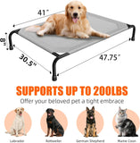 Raised Dog Bed for Large Dogs, Waterproof XL Dog Cot, Outdoor Cooling Elevated Pet Bed Load 200lb, 47.75" x 30.5", Grey