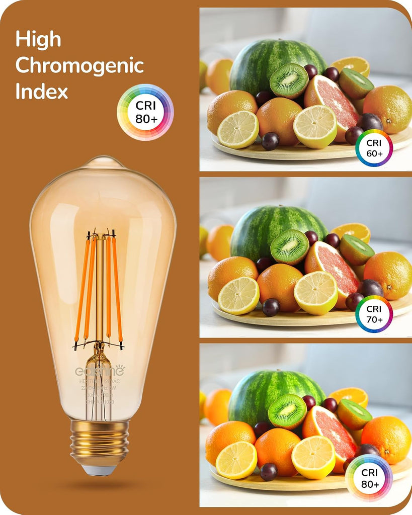 6 Pack Vintage LED Edison Bulbs ST64 Dimmable Led Light Bulb 2200K