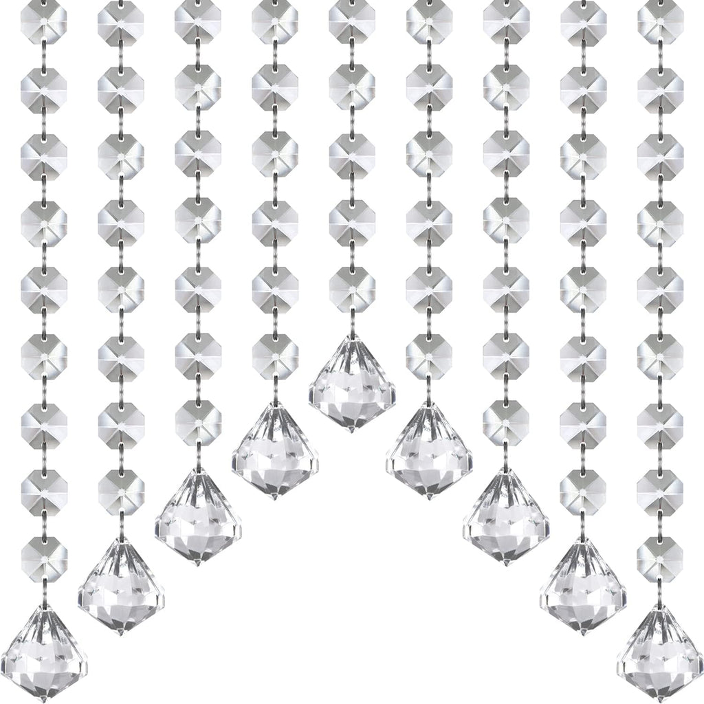 33ft Crystal Garland Strands, Hanging Crystal Beads Strings Decorations for Centerpiece Doorway Clear Acrylic Diamond