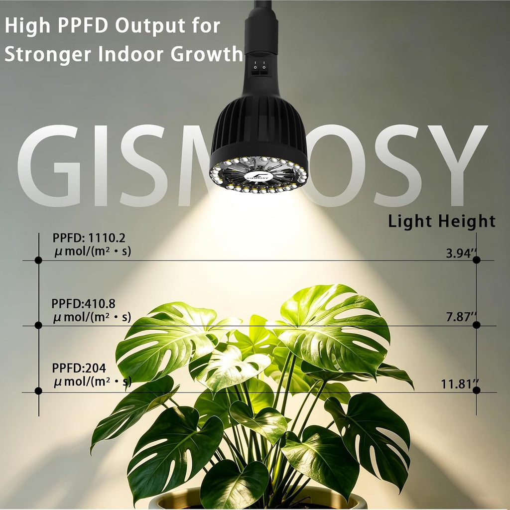 Grow Light Bulb with Built-in Plant Fan, Full Spectrum LED Plant Light Bulb, 20W, E26 Base, 6000K Plant Light