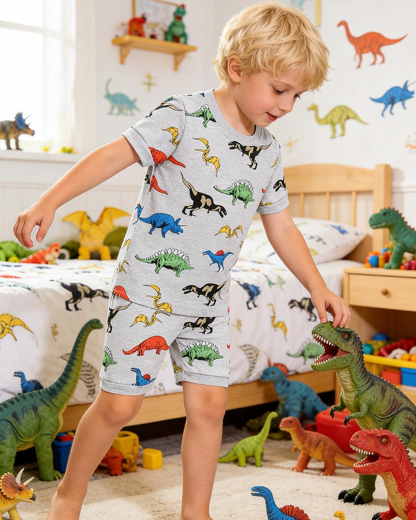 Hand Toddler Baby Boys Pajamas Monster Truck Summer Pjs Sleepwear Cotton Kids Short Sets Clothes