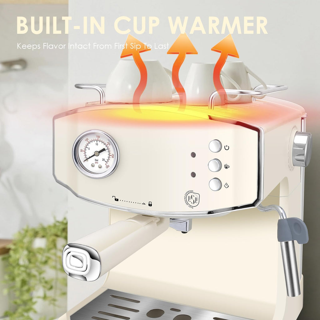 20 Bar Espresso Machine with Milk Frother,Cream
