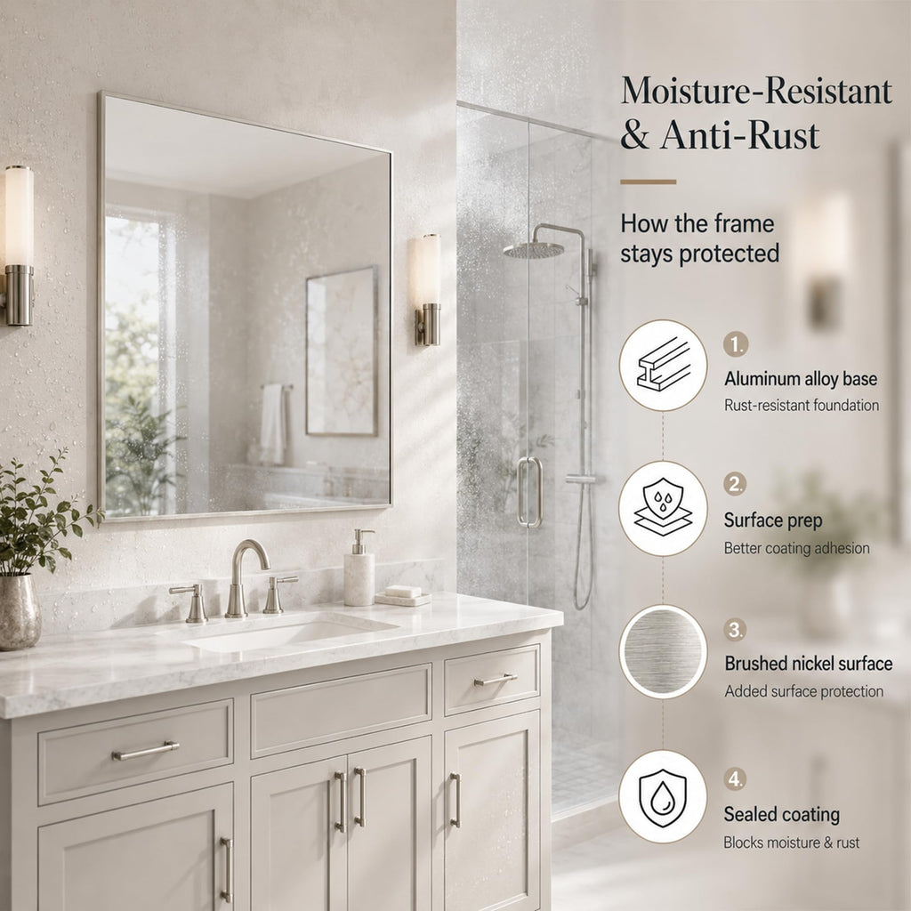 30x30 Inch Brushed Nickel Square Bathroom Vanity Mirror