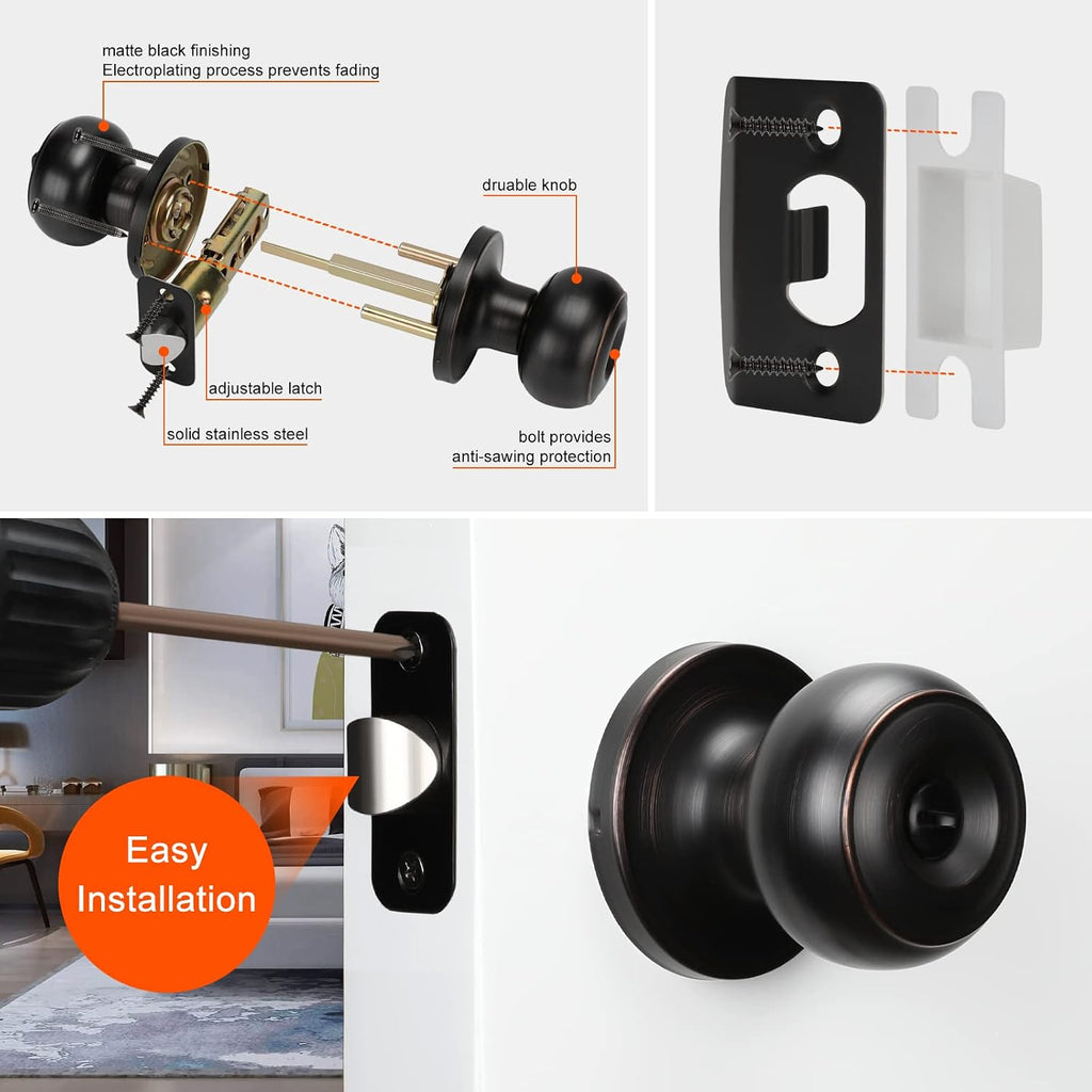 6 Pack Oil Rubbed Bronze Door Knobs Interior