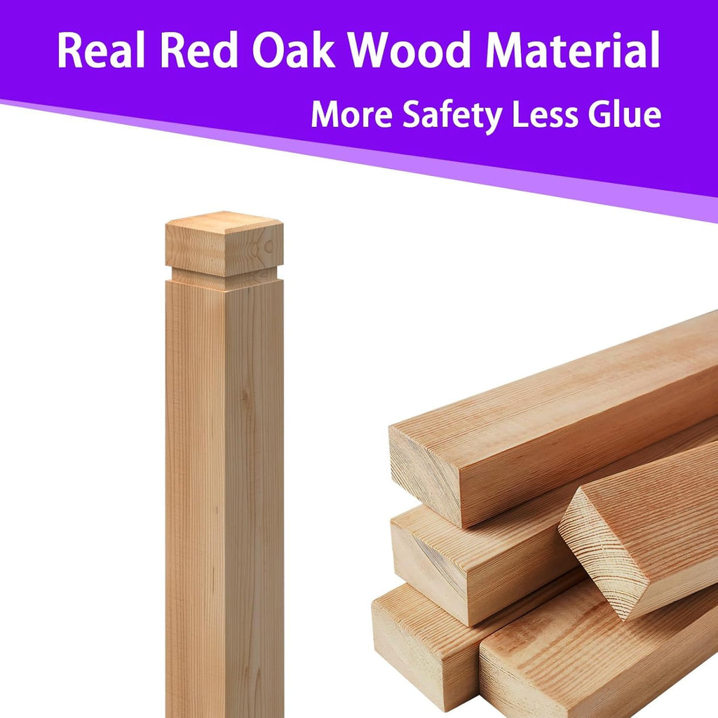 4PCS Newel Post Red Oak 3.5"x48" Premium Hardwood, Staircase Newel Post
