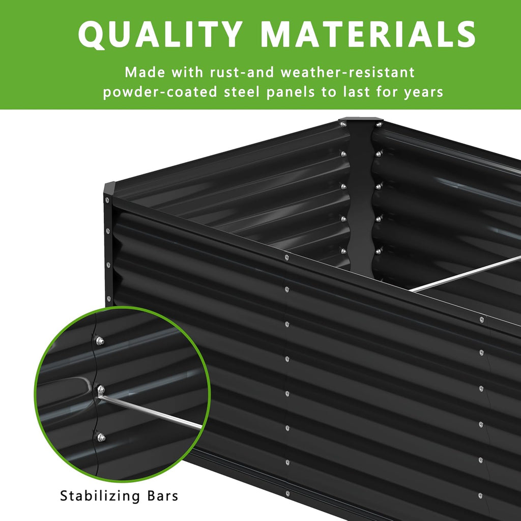 8x4x2FT Galvanized Raised Garden Bed,Planter Raised Beds-Metal Garden Box,Large Plant for Outdoor Planting
