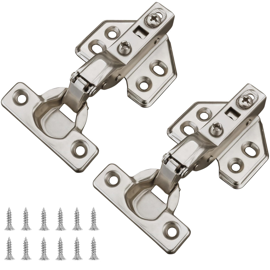 2 Pack 26mm Mini Cup Hinge for Cabinet, Inset, Soft Close Cabinet Door Hinge for Thin Door, Nickel Plated