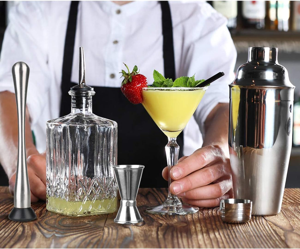 Bartender Kit, 13-Piece Home Bar Cocktail Shaker Bar Set with Stylish Bamboo Stand, Stainless Steel Bar Tool Set - Set of 13