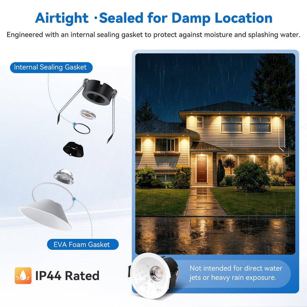 2 Inch Recessed Lights Anti-Glare COB Canless Spotlight, 6 Pack