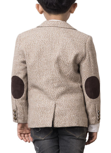 Fashion Boys Blazer for Christening Party Birthday Tweed Blazer Boy Suit Jacket Apricot