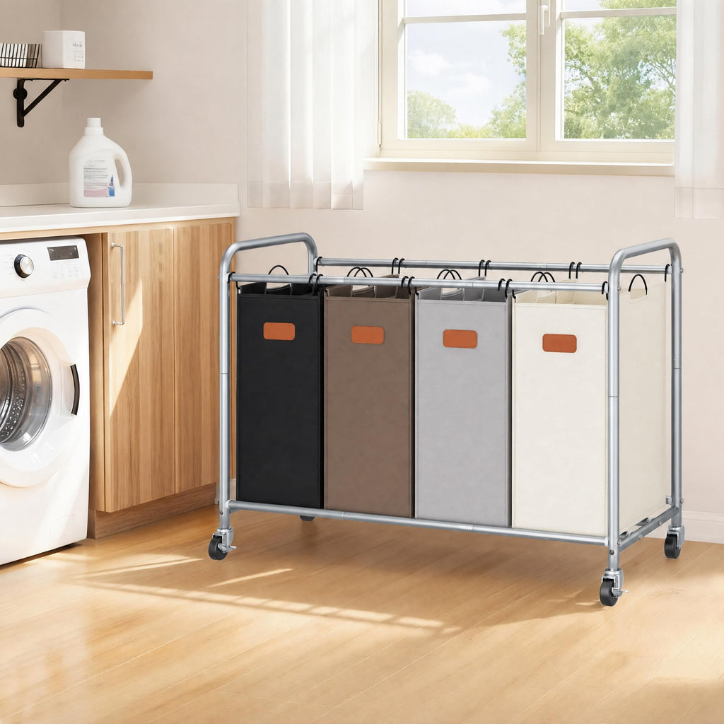 Sorter 4 Section, 47.5 Gal Laundry Cart with Wheels