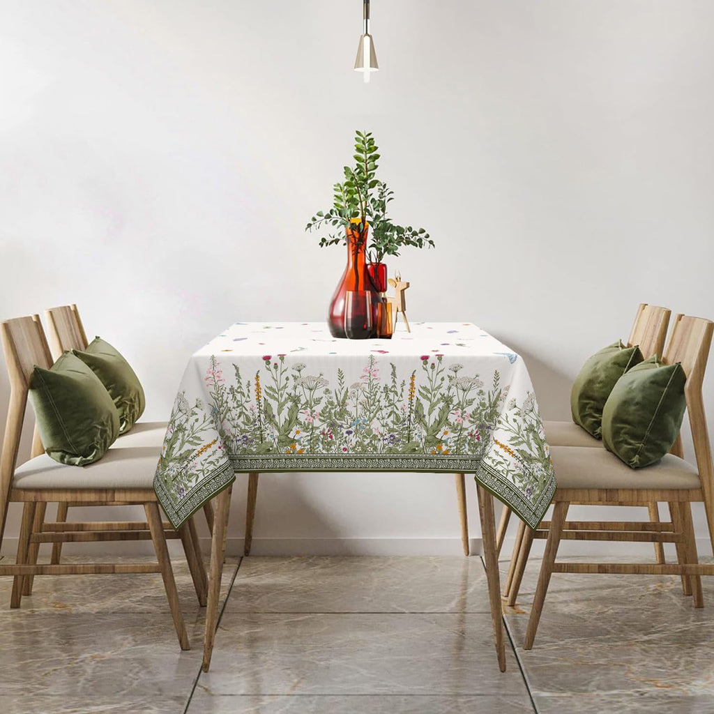 Small Square Tablecloth 52x52 Inch, Stain Resistant Wrinkle Free Card Table Tablecloth Spring Floral Summer