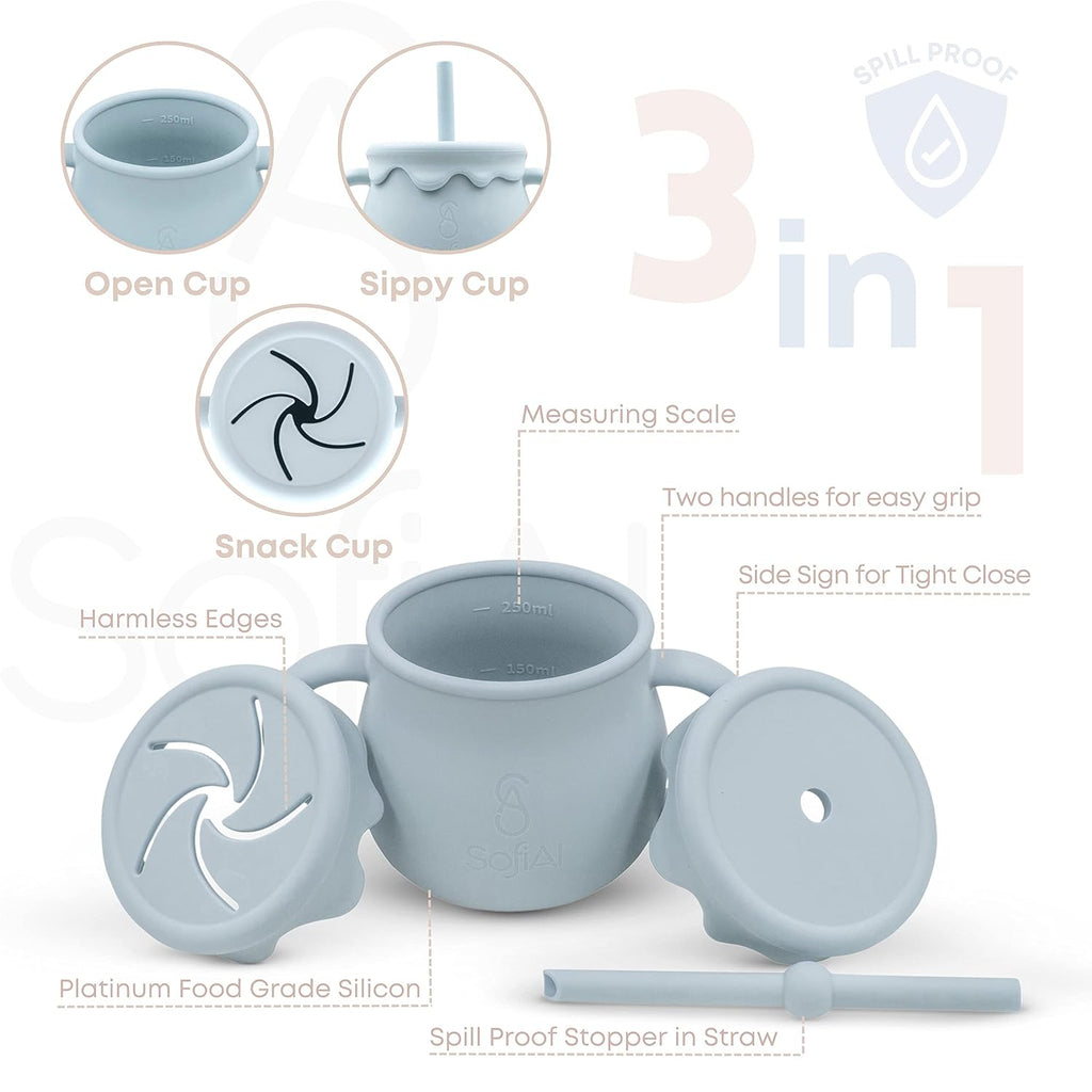 BPA-Free Non-Toxic Silicone Baby Feeding Set - Suction Plate, Bowl, Bib & Cup - Piece Baby Led Weaning Set
