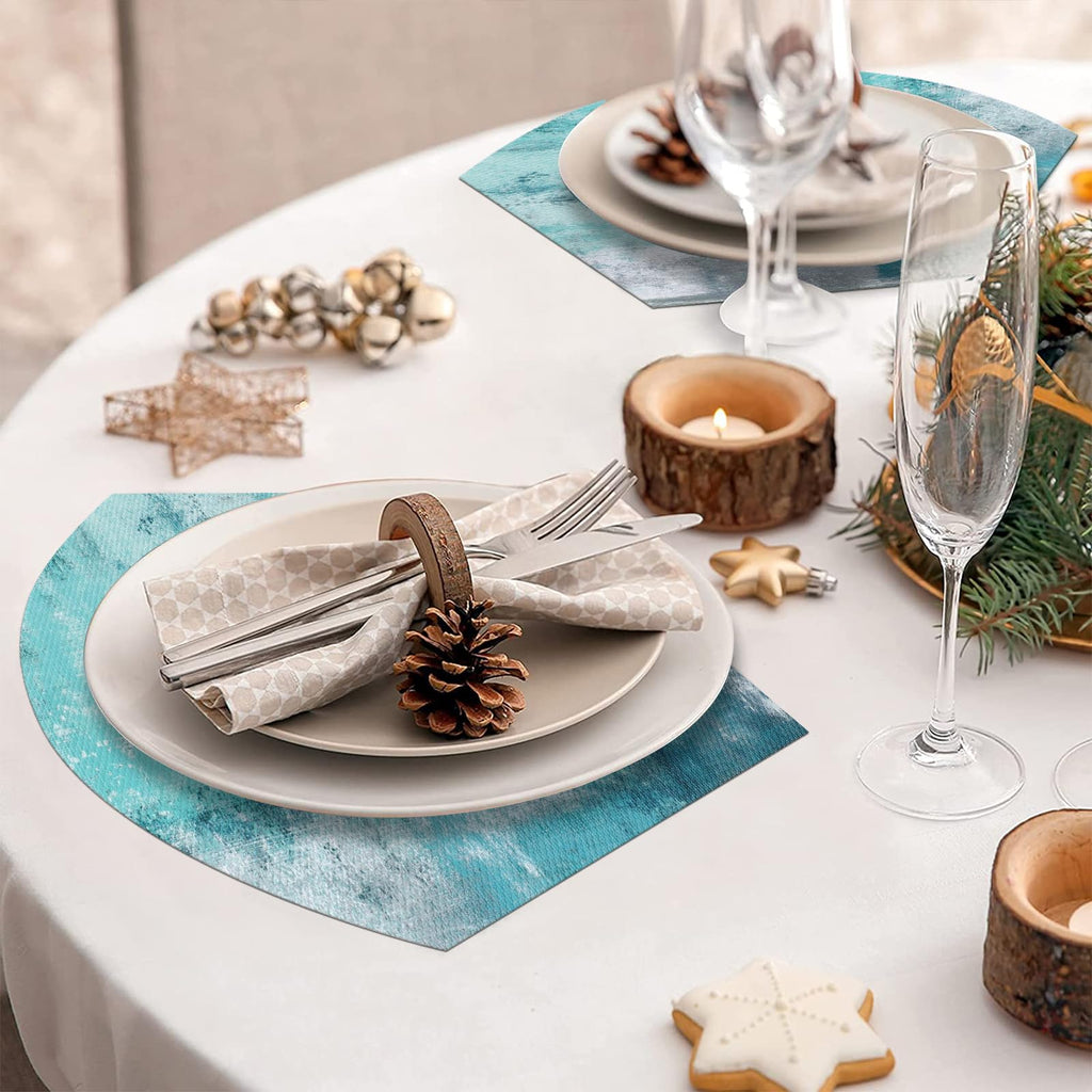 Small Round Table Placemats Set of 5 Woven Vinyl Wedge Placemats with Centerpiece Round Table Mats Wipe Clean