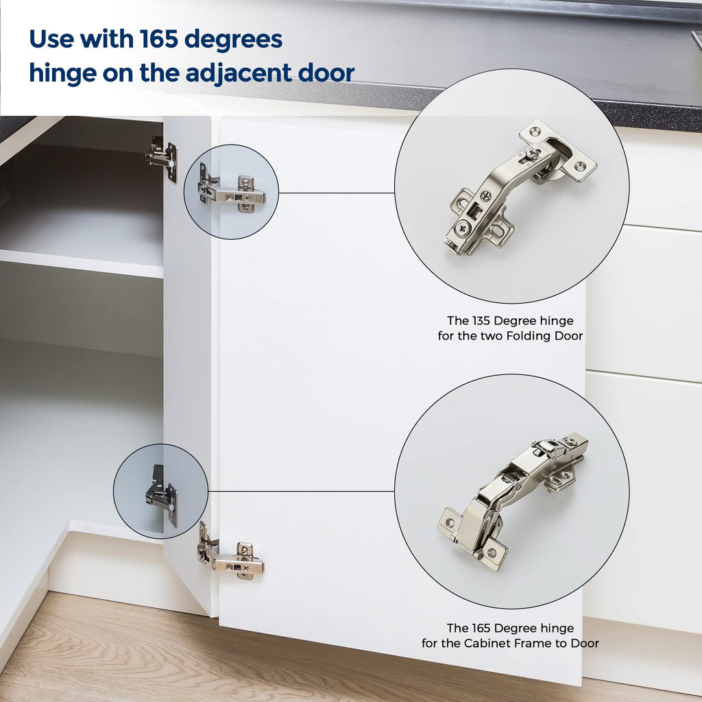 Kitchen Cabinet Hinges, 135 Degree Door Hinges, 4 Pairs 8 Pack
