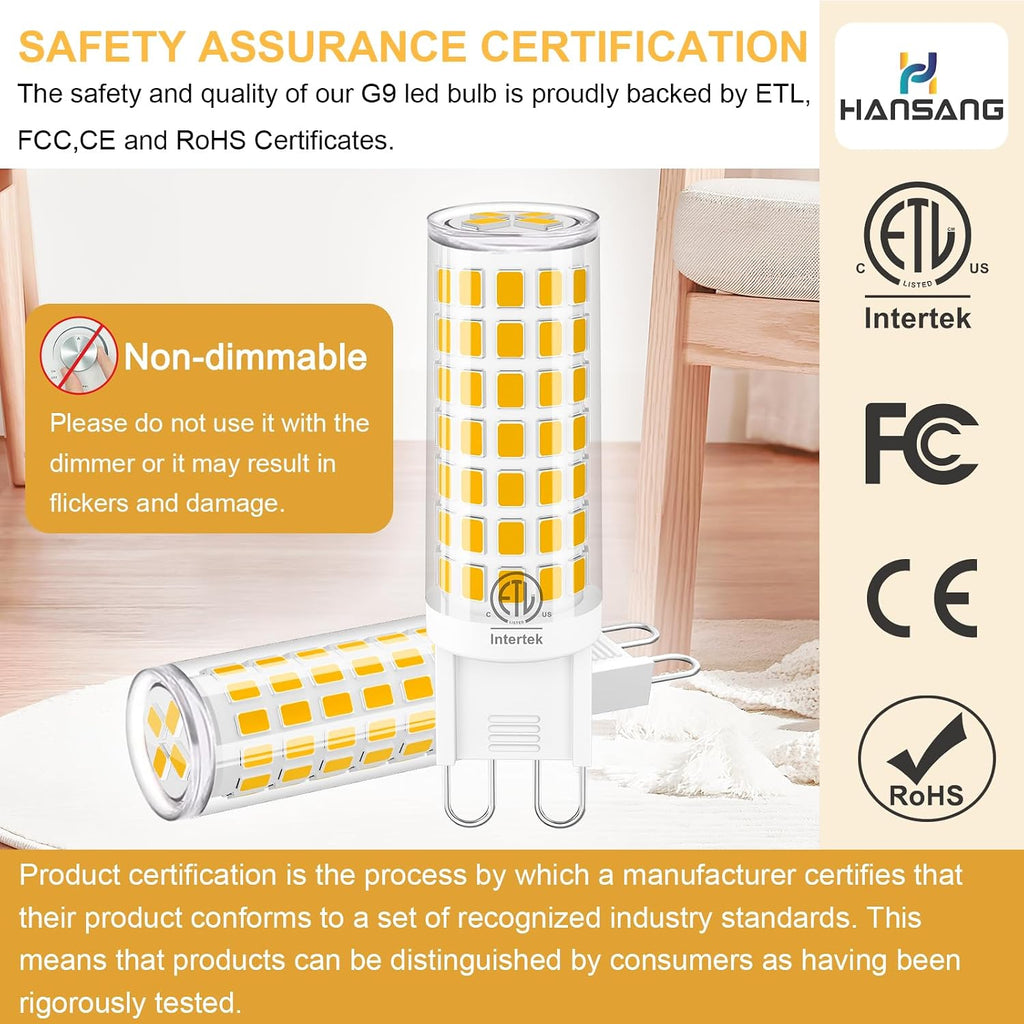 G9 LED Bulb 3000K Warm White 6W, 60W Equivalent Halogen Replacement