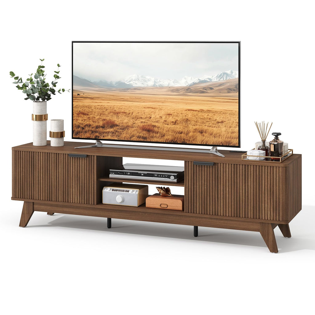 70" Mid Century TV Stand Entertainment Center Walnut Media Console