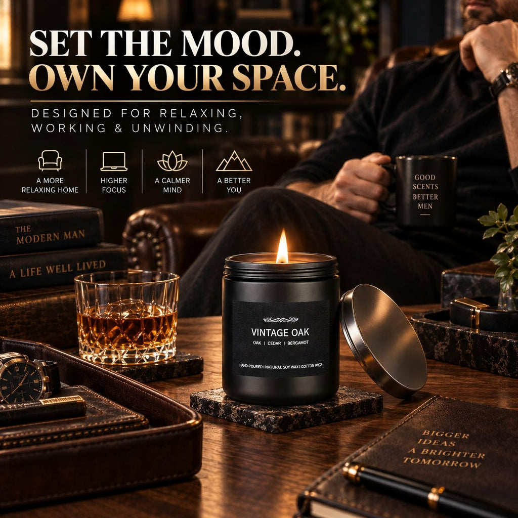 Scented Gifts Set for Men, 4 Pack Soy Wax Candles