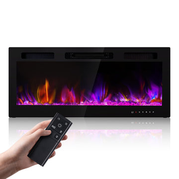 Electric Fireplace 50 Inch Wall Mount Insert Fireplaces 1500W, Fit for 2 X 6 stub, Ultra-Thin Heater Ultra-Thin with 3